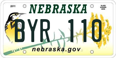 NE license plate BYR110