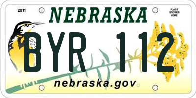 NE license plate BYR112