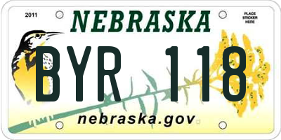NE license plate BYR118