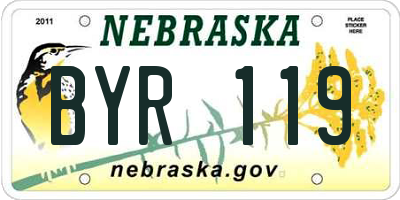 NE license plate BYR119