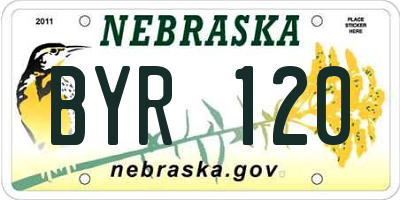 NE license plate BYR120
