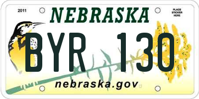 NE license plate BYR130