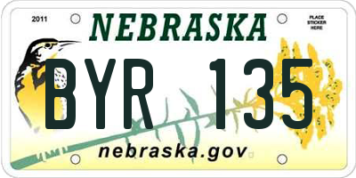 NE license plate BYR135