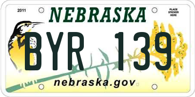 NE license plate BYR139