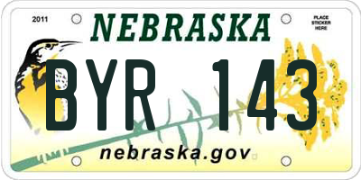 NE license plate BYR143