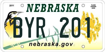 NE license plate BYR201