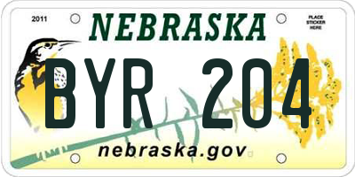 NE license plate BYR204