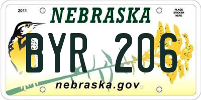 NE license plate BYR206