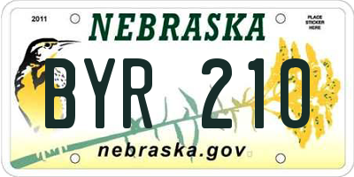 NE license plate BYR210