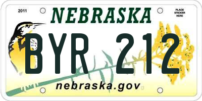 NE license plate BYR212