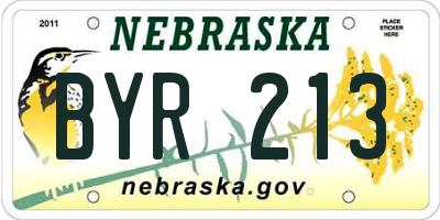 NE license plate BYR213
