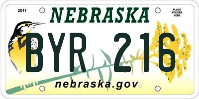 NE license plate BYR216