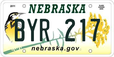 NE license plate BYR217