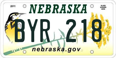 NE license plate BYR218