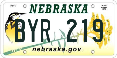 NE license plate BYR219