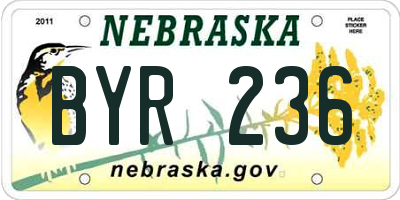 NE license plate BYR236