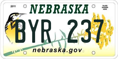 NE license plate BYR237
