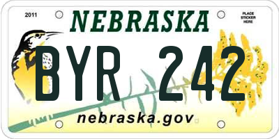 NE license plate BYR242