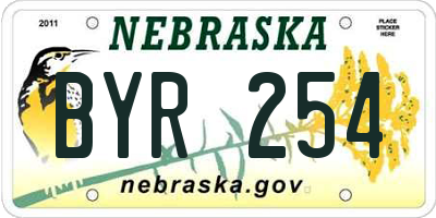 NE license plate BYR254