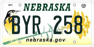 NE license plate BYR258