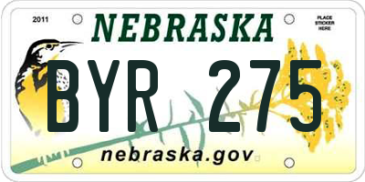 NE license plate BYR275
