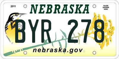 NE license plate BYR278