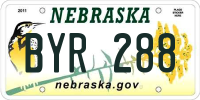 NE license plate BYR288