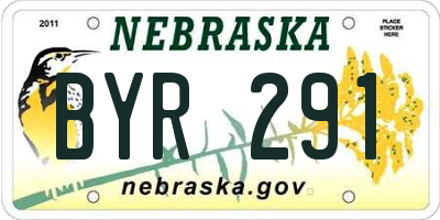 NE license plate BYR291