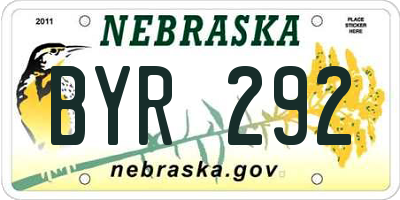 NE license plate BYR292