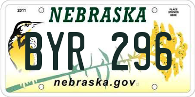 NE license plate BYR296