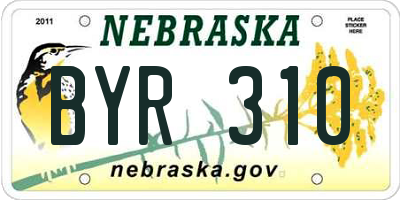 NE license plate BYR310