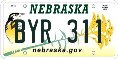 NE license plate BYR311