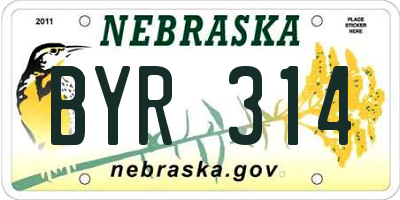 NE license plate BYR314
