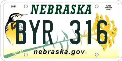 NE license plate BYR316
