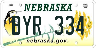 NE license plate BYR334
