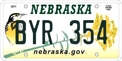 NE license plate BYR354