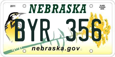 NE license plate BYR356