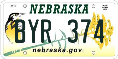 NE license plate BYR374