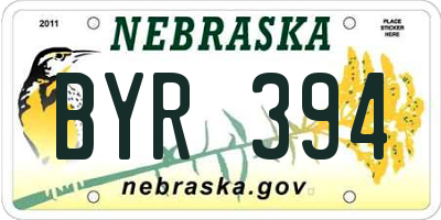 NE license plate BYR394