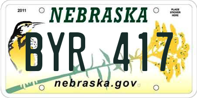 NE license plate BYR417
