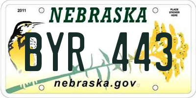 NE license plate BYR443