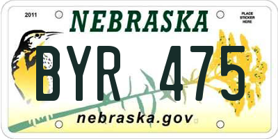 NE license plate BYR475