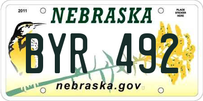NE license plate BYR492
