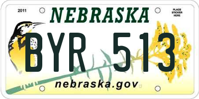NE license plate BYR513
