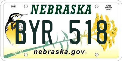 NE license plate BYR518