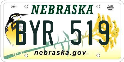NE license plate BYR519
