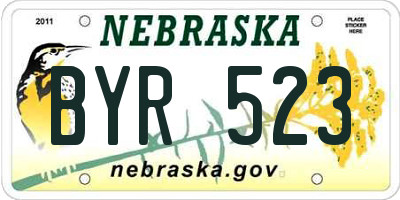 NE license plate BYR523