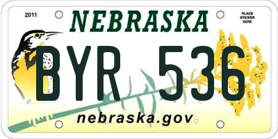 NE license plate BYR536