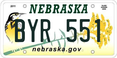 NE license plate BYR551