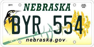 NE license plate BYR554